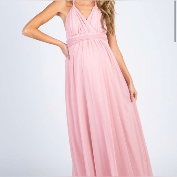 PinkBlush halter chiffon maxi dress gown nwot - Picture 2 of 4